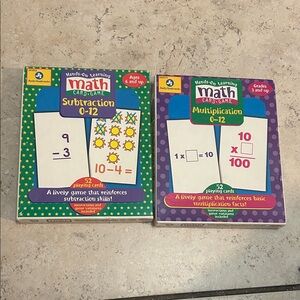 Kids learning Math card game -  subtraction and multiplication